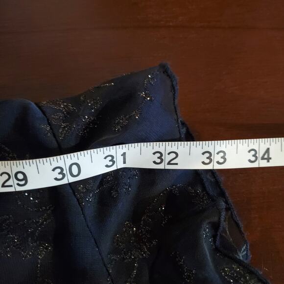 Vtg City Triangles 90s Floral Sparkle Asymmetrical Ruffle Dress Size M w/Scarf - Picture 16 of 16